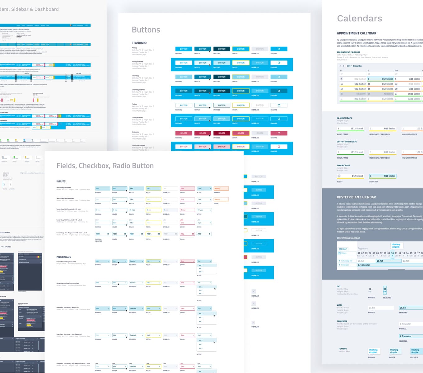 multiple elements of the Medworks design system