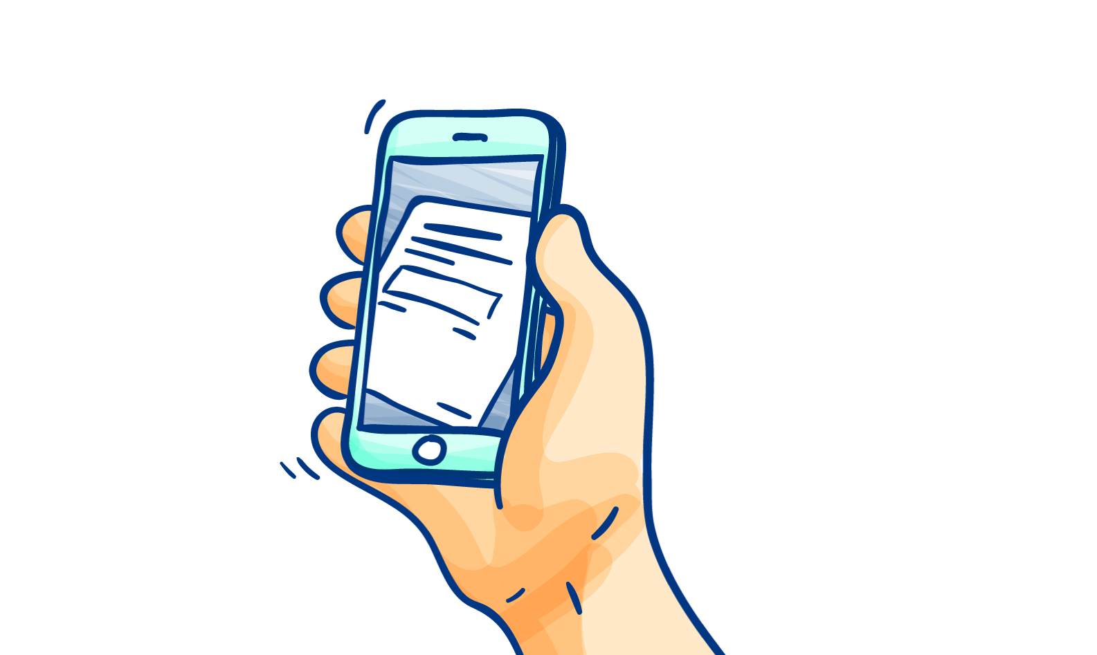 illustration of hand holding smartphone
