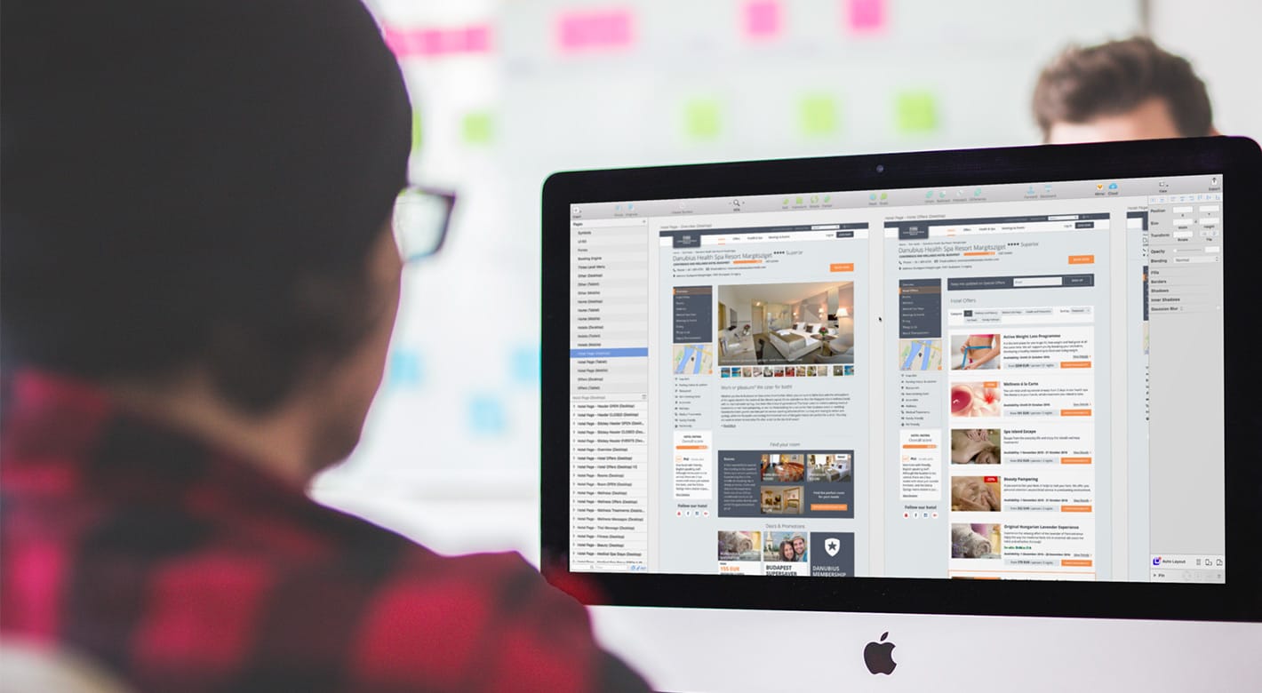 designer working on Danubius website interface at Exalt
