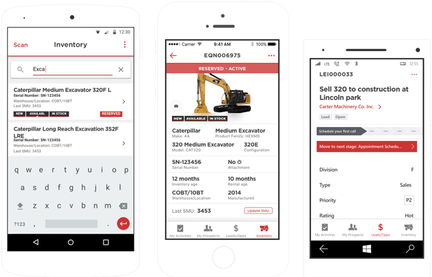 mobile sales application screens